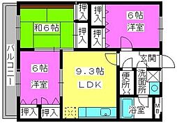 サンコーポフジ2 3LDKの間取図画像