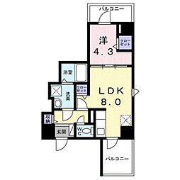 スパークル浅草 1LDKの間取図画像