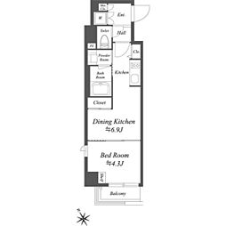 AIFLAT駒込一丁目 1DKの間取図画像