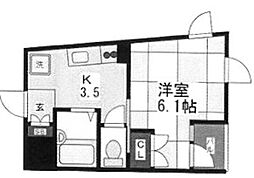 フレスコむさし野 3階1Kの間取り