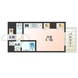 京阪電鉄中之島線 中之島駅 徒歩6分の賃貸マンション 5階ワンルームの間取り
