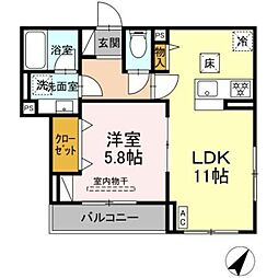 町田市中町3丁目アパート 1LDKの間取図画像