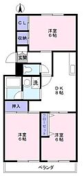パビヨンリヴール 3DKの間取図画像
