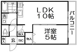 フィオーレ牧野 1LDKの間取図画像