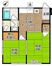 太田ハイツ 2DKの間取図画像