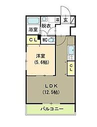ヒーローマンションみずき野2 1LDKの間取図画像