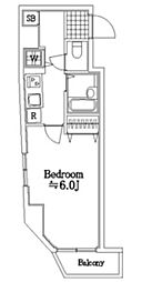 ジュエル上野毛 1Kの間取図画像