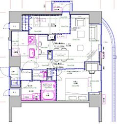 プライムアーバン千住 4階2LDKの間取り