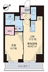 KCREST 1LDKの間取図画像