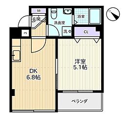 北越谷MKハウス 1DKの間取図画像