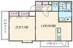 ヴェチヒルズ千早 1LDKの間取図画像