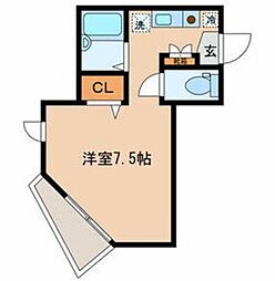 シャトー氷川台 ワンルームの間取図画像
