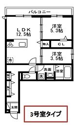 さいたま市浦和区元町1丁目アパート 2LDKの間取図画像