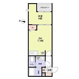 Ａｚｕｒｅ　Ｔｏｋｉｗａｄａｉｒａ（アジュール常盤平） 1階1DKの間取り