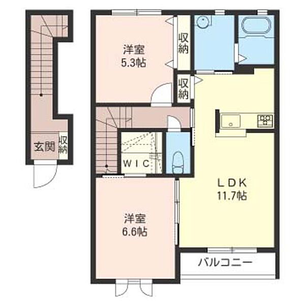 アールローツェ 00202｜群馬県伊勢崎市今泉町１丁目(賃貸アパート2LDK・2階・61.63㎡)の写真 その2