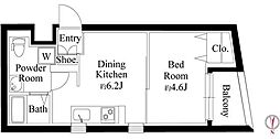 ジュネス北千住S 1DKの間取図画像