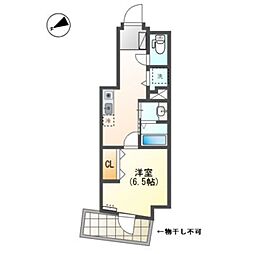 レジデンス明神町 2階1Kの間取り