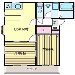 大木ハイツ 2LDKの間取図画像