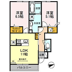 ソレイユ横小路 2LDKの間取図画像