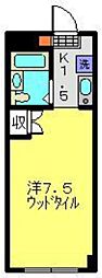 エスポアール日吉 1Kの間取図画像