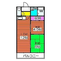 東栄マンション 2LDKの間取図画像