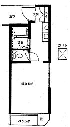 メゾンしなの ワンルームの間取図画像