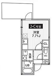 ラベルジェ渋谷神山町 2階ワンルームの間取り