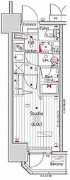 グランド・ガーラ立川 1Kの間取図画像