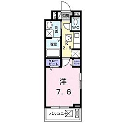 ハルズHINODE 1Kの間取図画像