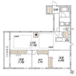 Avenir門前仲町 2SLDKの間取図画像