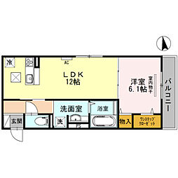 グレイスコートB 1LDKの間取図画像