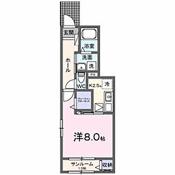 シティーライトII 1Kの間取図画像