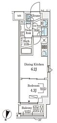 メゾン・クロイゾン 1DKの間取図画像