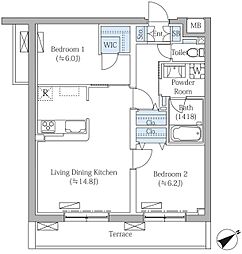 Rovine目黒東山 2LDKの間取図画像