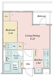 ローレルフラット 3階1LDKの間取り