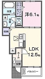 ガーデンフォレストIV 1階1LDKの間取り