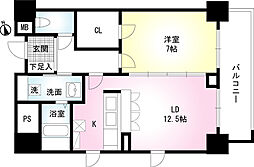 ノース清水 1LDKの間取図画像