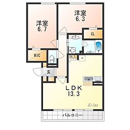 サトリーノ 2階2LDKの間取り