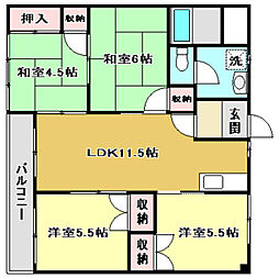 美和ハイツ3 4LDKの間取図画像