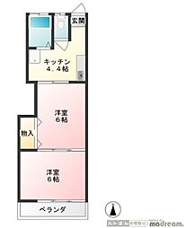 光荘 2Kの間取図画像