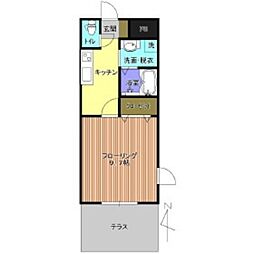 カーサエンゼル東長崎 1階1Kの間取り