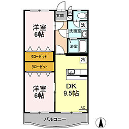 エスペランサ1 2DKの間取図画像