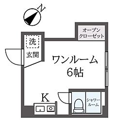 宮の上ハイツ ワンルームの間取図画像