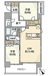 アンビシャス朝霞台 2LDKの間取図画像