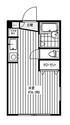 コーポエンジュ3 ワンルームの間取図画像