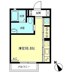 グリーンヒル橋本E 1階ワンルームの間取り