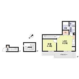 WoodCrest沼袋Terrace 1LDKの間取図画像