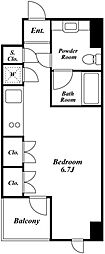 プレミアステージ三田慶大前 ワンルームの間取図画像
