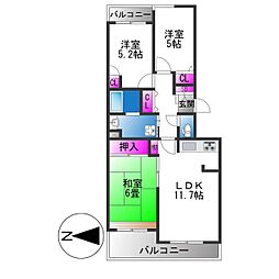 グランビュー山手 3LDKの間取図画像