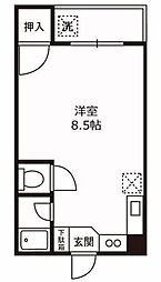 第二清水ハイツ ワンルームの間取図画像